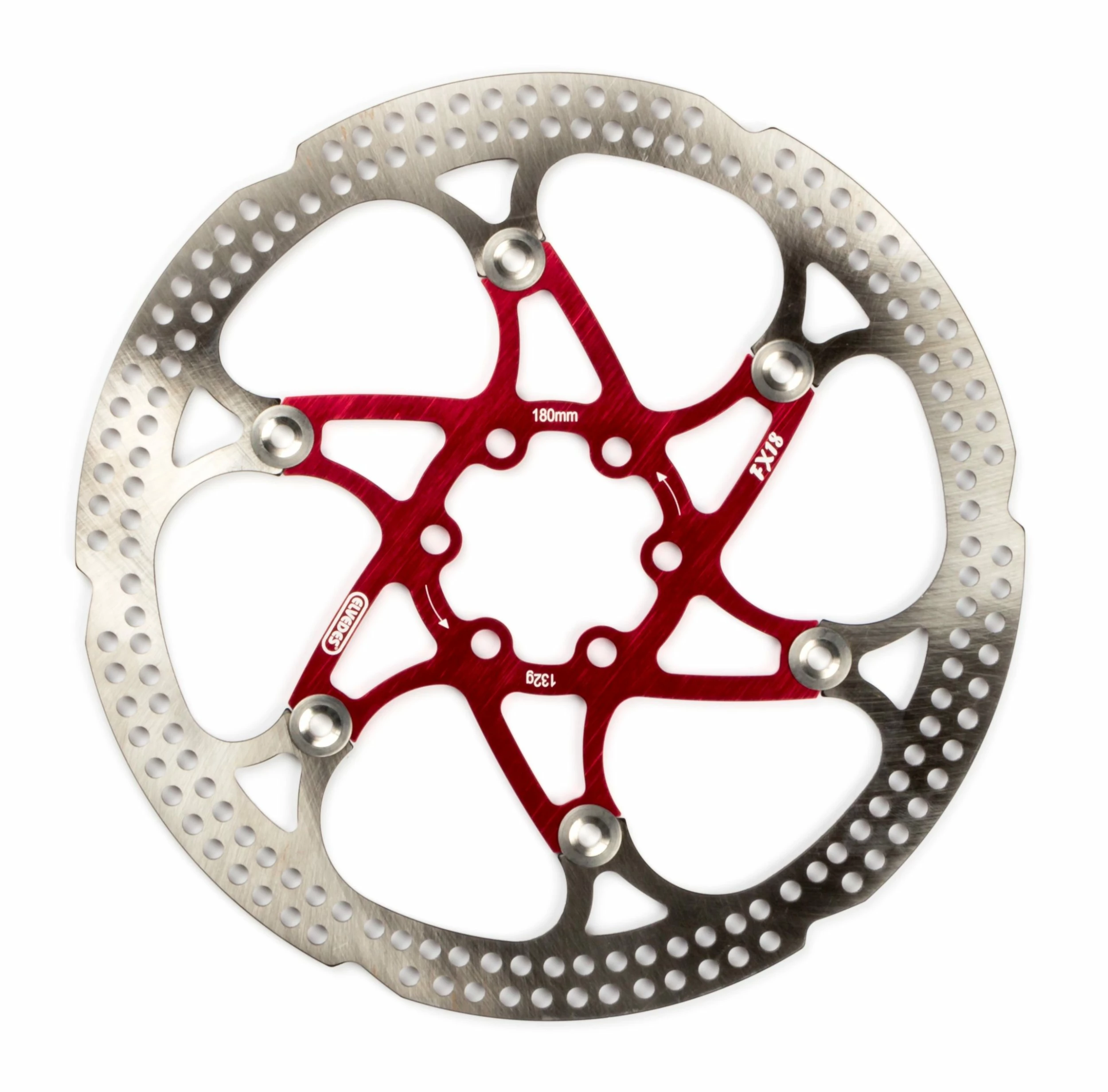 ECykelhjelm.dk Bremseskive Ø180mm FX18 132g 6 Bolte Rød
