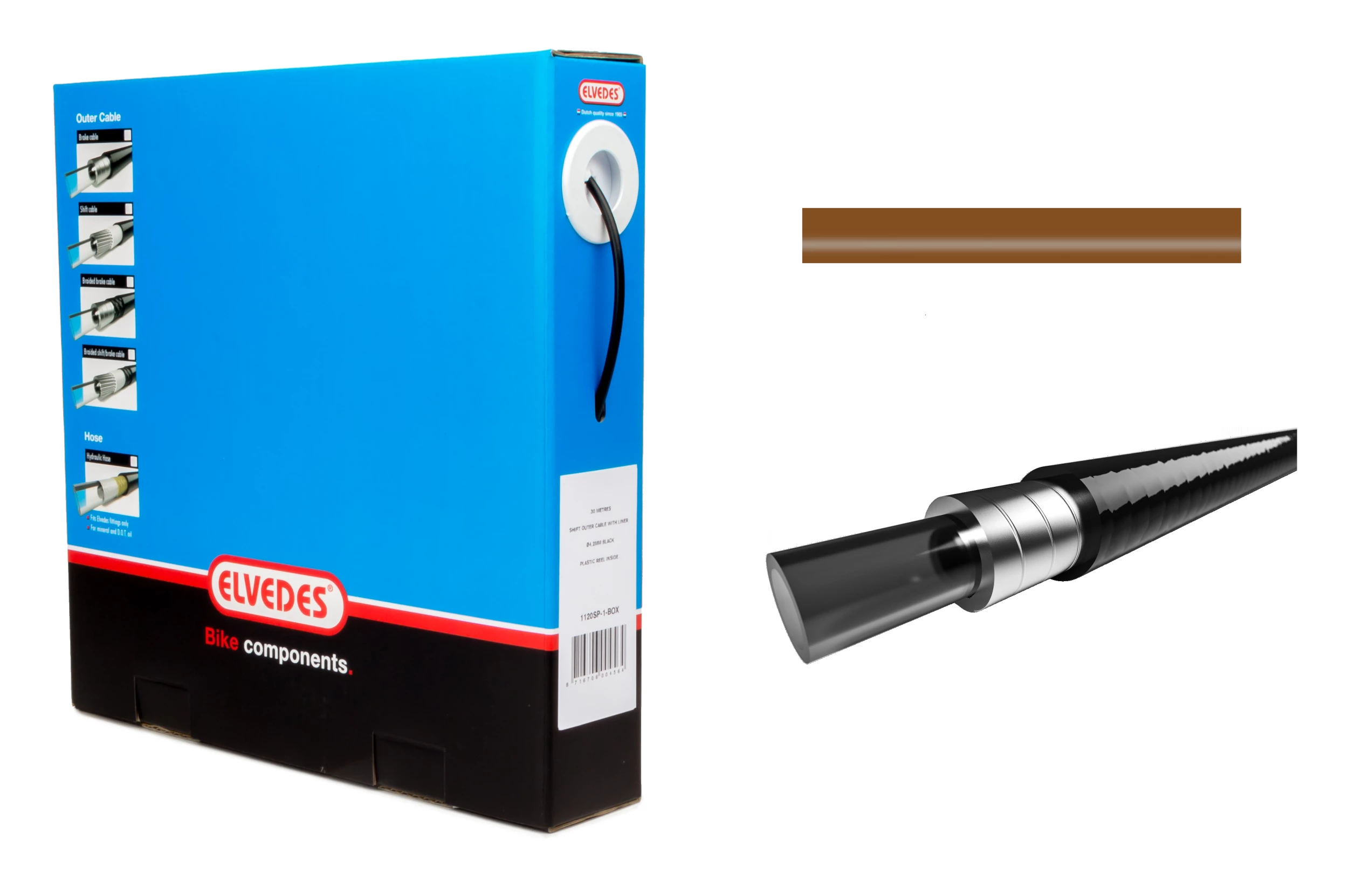 Elvedes Bremsestrømpe Boks Ø5,0mm 30m Brun Inkl. Liner