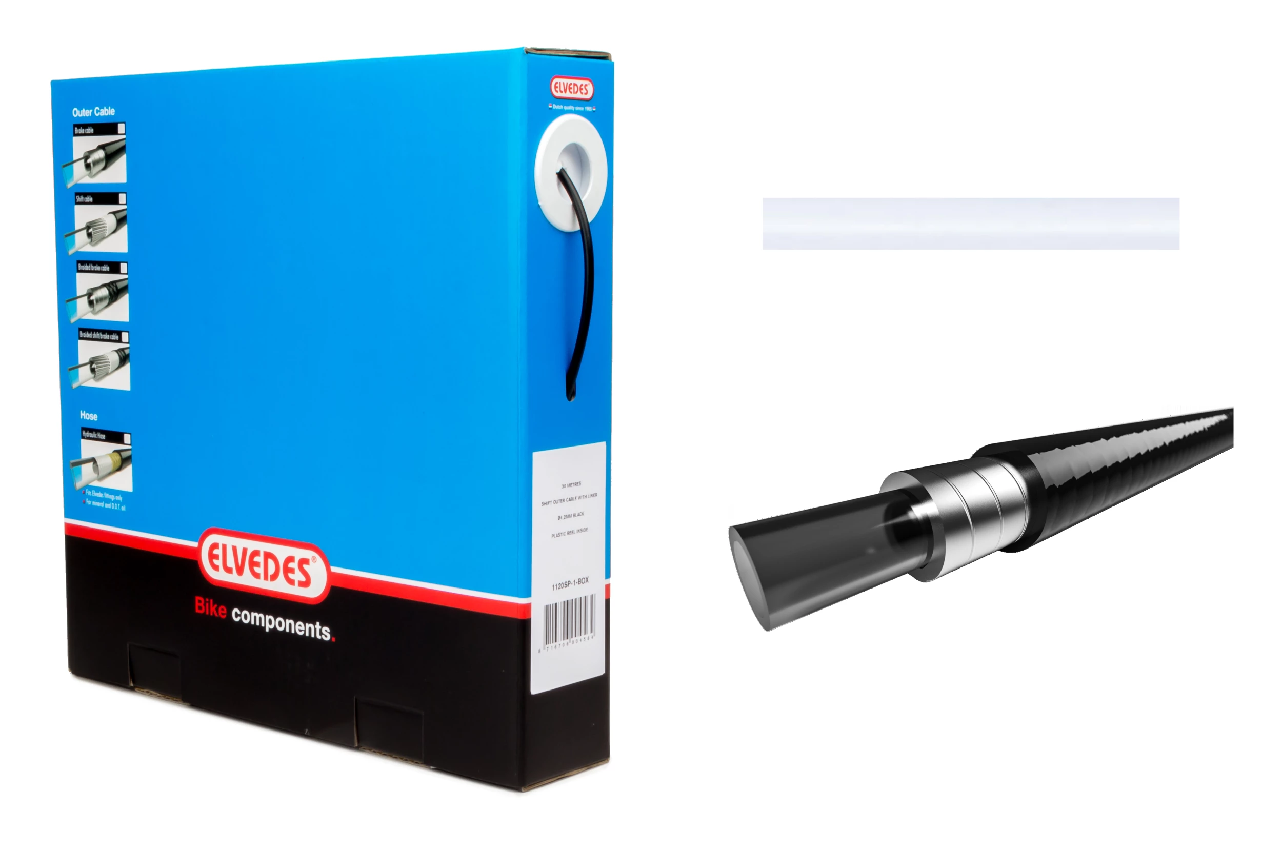 Elvedes Bremsestrømpe Ø5,0mm 10m Hvid Inkl. Liner