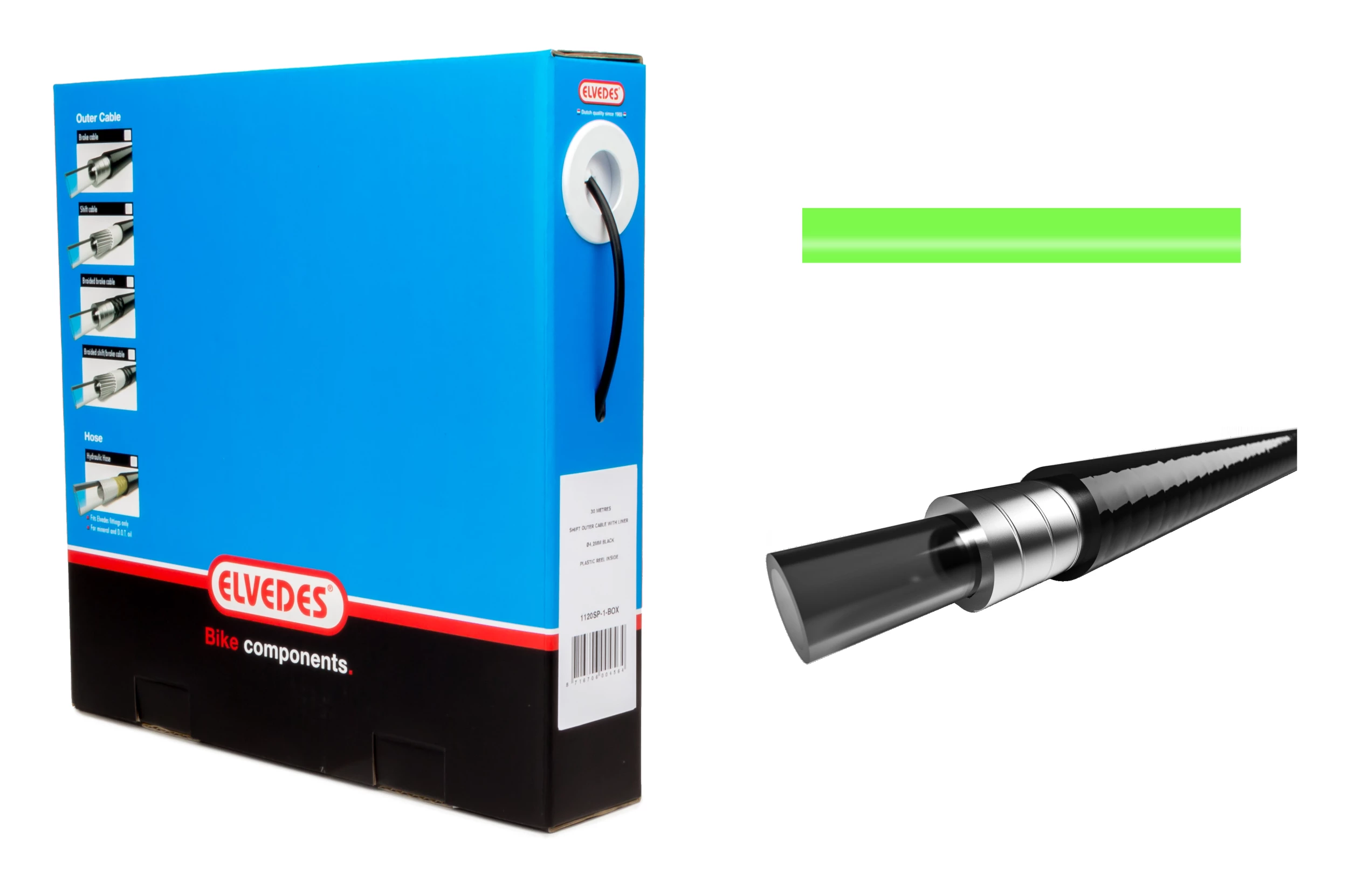 Elvedes Bremsestrømpe Ø5,0mm 10m Neon Grøn Inkl. Liner