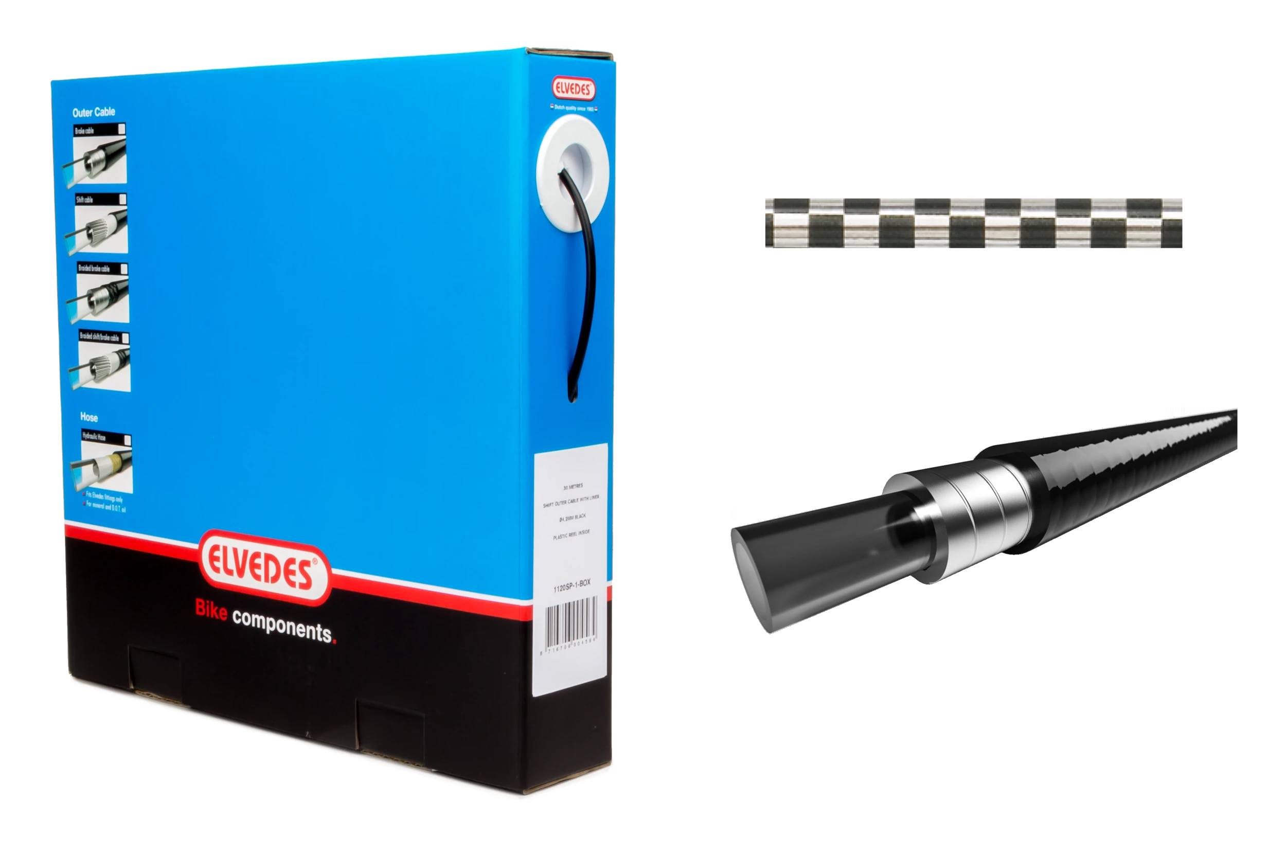 Elvedes Bremsestrømpe Ø5,0mm 10m Sort/Chrome Inkl. Liner