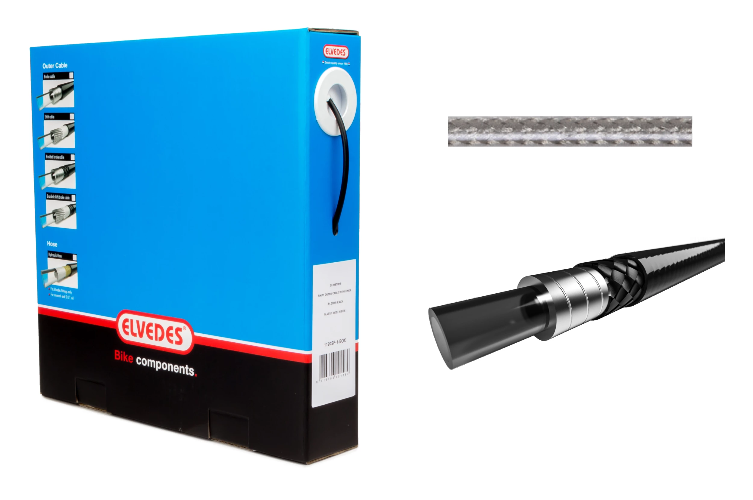 Elvedes Bremsestrømpe Ø5,0mm 10m Titanium Sølv Inkl. Liner