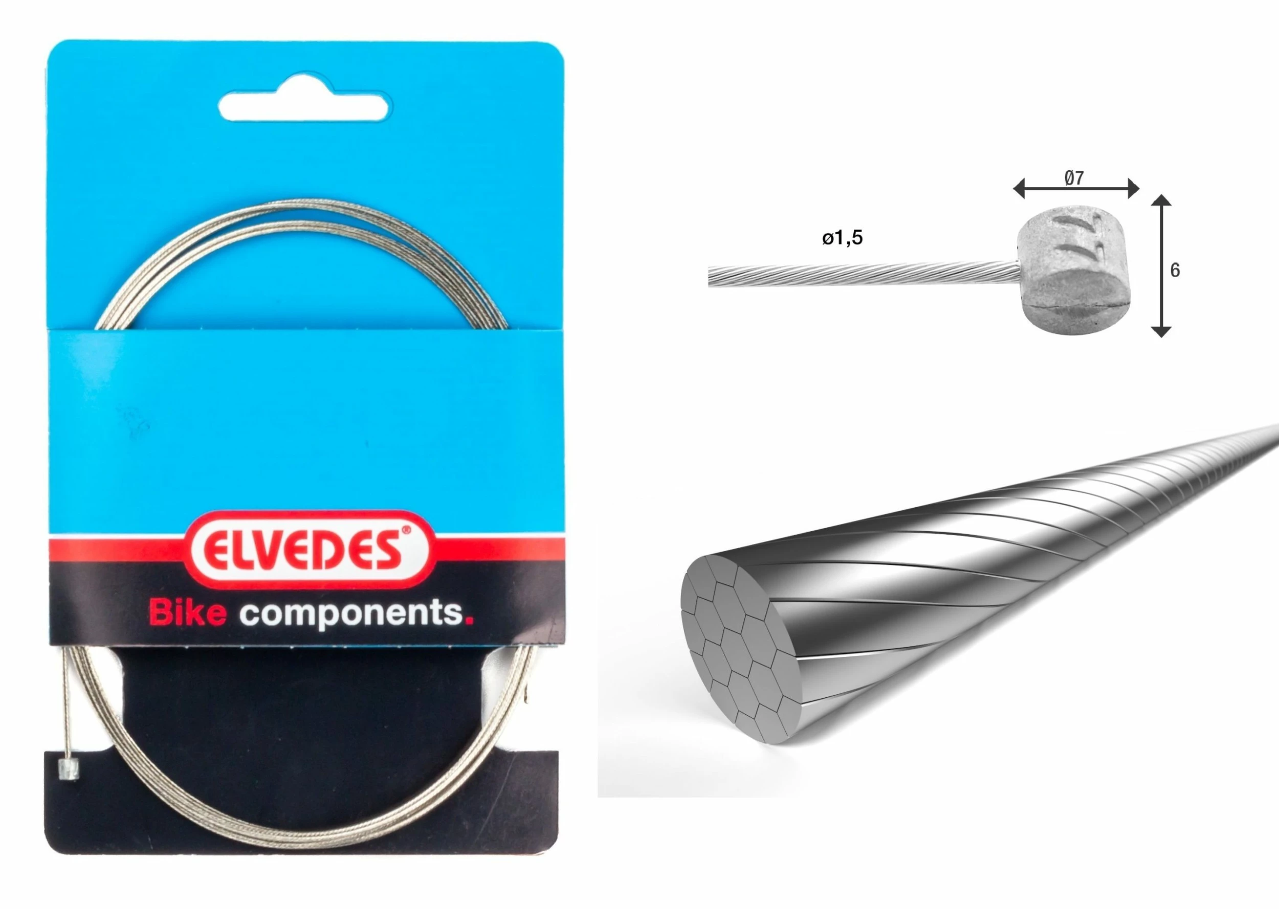 Elvedes Bremsewire 1×19 ø1,5/2000mm ø7×6mm Slick
