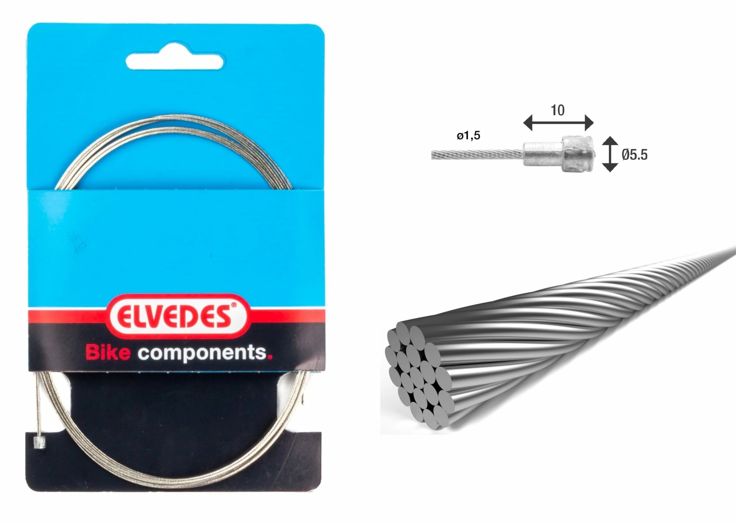 Elvedes Bremsewire 1×19 ø1,5/2250mm ø5,5×10