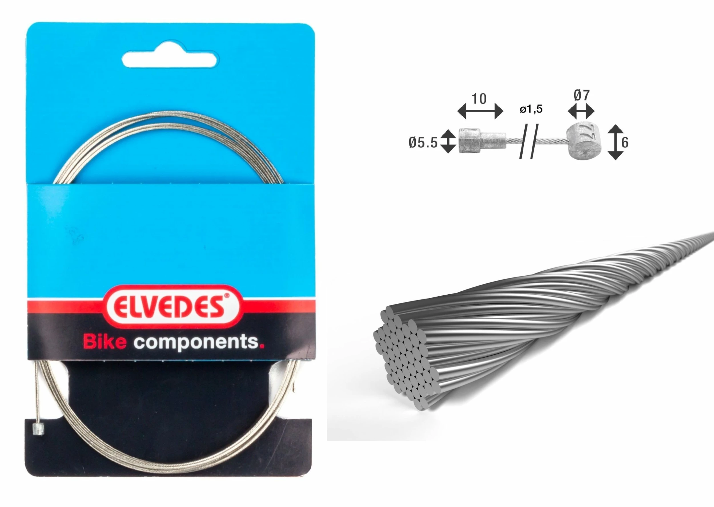 Elvedes Bremsewire 1×49 ø1,5/2250mm ø5,5×10 & ø7×6mm